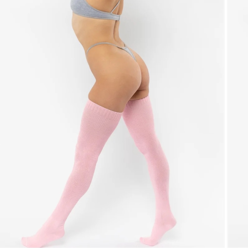 NEW! Pink Thigh-High Ribbed Socks - Women's Soft Over-the-Knee Hosiery
